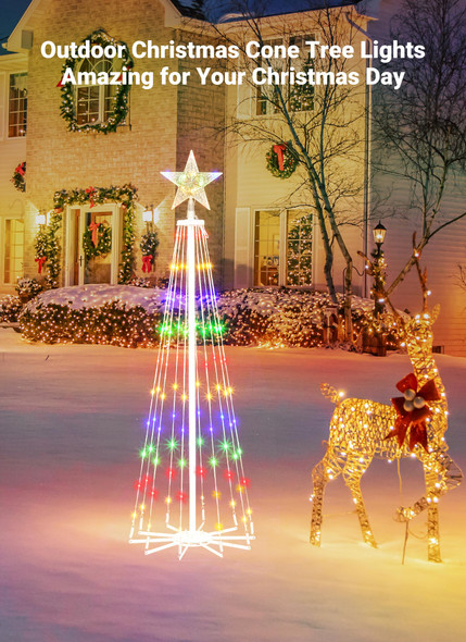LED Christmas Cone Tree Light with Remote, 4 Feet 110 LED Outdoor Lightshow Christmas Tree with Star Topper, Dimmable Artificial Christmas Tree for Porch Yard Patio Indoor Decorations, Multicolor LED Christmas Cone Tree Light with Remote, 4 Feet 110 LED Outdoor Lightshow Christmas Tree with Star Topper, Dimmable Artificial Christmas Tree for Porch Yard Patio Indoor Decorations, Multicolor
