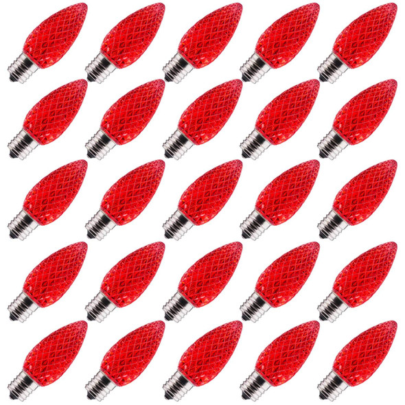 50 Pack C9 LED Replacement Christmas Light Bulb, C9 Shatterproof LED Bulb for Christmas String Light, E17 Intermediate Base, Commercial Grade Dimmable Bulbs, Red