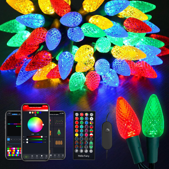 Brightown Smart C6 Christmas Lights Outdoor, 100 LED Christmas Color Changing Fairy Lights App Control, Music Sync, RGB, Shatterproof Connectable C6 String Lights for Tree House Indoor Xmas Decor Brightown Smart C6 Christmas Lights Outdoor, 100 LED Christmas Color Changing Fairy Lights App Control, Music Sync, RGB, Shatterproof Connectable C6 String Lights for Tree House Indoor Xmas Decor