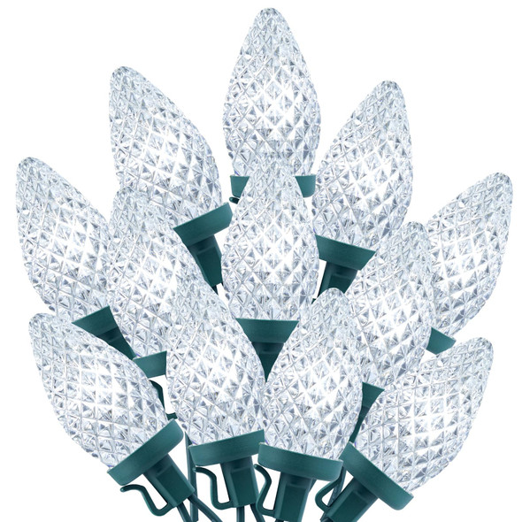 C9 Christmas String Lights White, 66ft 100 LED Faceted Christmas Lights on Green Wire, Plug-in Large Bulb Strawberry String Lights for House Roof Roofline Christmas Tree Party Outdoor C9 Christmas String Lights White, 66ft 100 LED Faceted Christmas Lights on Green Wire, Plug-in Large Bulb Strawberry String Lights for House Roof Roofline Christmas Tree Party Outdoor