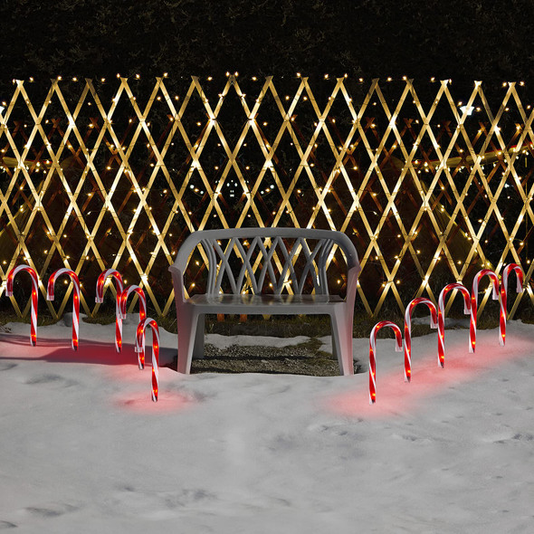 Candy Cane Christmas Lights Outdoor Decorations, Set of 10 Candy Cane Lights Outdoor Pathway for Christmas Candy Decorations,10 inch Lighted Candy Canes Outdoor Christmas Decorations Yard