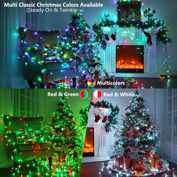 BrizLabs RGB Christmas Lights, 66FT 200 LED Color Changing String Lights, Rainbow Christmas Lights, Red White Dimmable Christmas Tree Lights with Remote for Xmas Halloween Home Indoor Outdoor Party