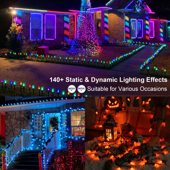 Brizled RGB C9 Christmas Lights Outdoor, 67ft 102 LED Color Changing Christmas Tree Lights, Connectable Remote Control Christmas String Lights, Dimmable Xmas Lights for Christmas Halloween Home Decor