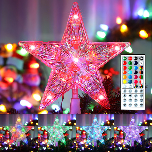 Brizled Small Star Tree Topper, 7.6" 11 LED Lighted Christmas Tree Topper, Color Changing Solid/Flash Treetop w/Remote, Battery/USB Powered Xmas Tree Topper, RGB Tree Top for Christmas Tree Brizled Small Star Tree Topper, 7.6" 11 LED Lighted Christmas Tree Topper, Color Changing Solid/Flash Treetop w/Remote, Battery/USB Powered Xmas Tree Topper, RGB Tree Top for Christmas Tree