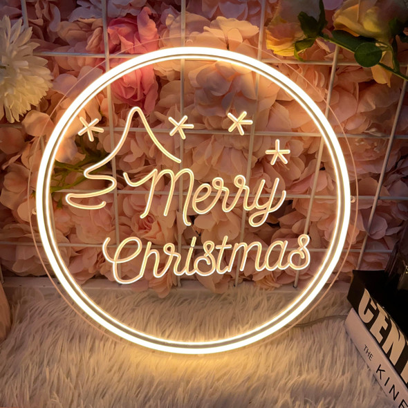 Merry Christmas Neon Sign for Wall Decor, Christmas LED Sign Dimmable Neon lights Signs for Bedroom Home Bar Pub Christmas Year Party Decorations