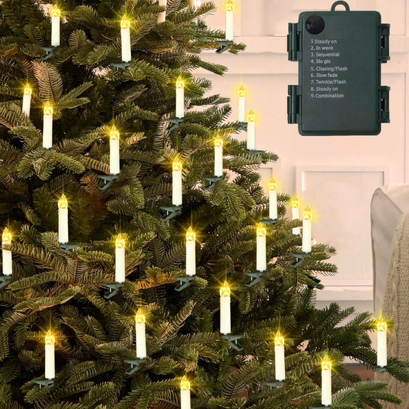 20Ft 30 LED Candle String Lights Battery Operated Clip on Flameless Candle Lights for Christmas Tree Lights with Auto Timer 8 Modes for Year Wedding Garden Decoration (Warm White) 20Ft 30 LED Candle String Lights Battery Operated Clip on Flameless Candle Lights for Christmas Tree Lights with Auto Timer 8 Modes for Year Wedding Garden Decoration (Warm White)