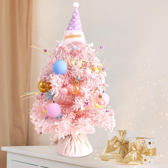 Mini Christmas Tree, 22 Inch Artificial Flocked Tabletop Xmas Trees with Noel Sign Christmas Ball Ornament and Treetop Decor for Home Office Desk Holiday Party Indoor Decoration- Light Pink Mini Christmas Tree, 22 Inch Artificial Flocked Tabletop Xmas Trees with Noel Sign Christmas Ball Ornament and Treetop Decor for Home Office Desk Holiday Party Indoor Decoration- Light Pink