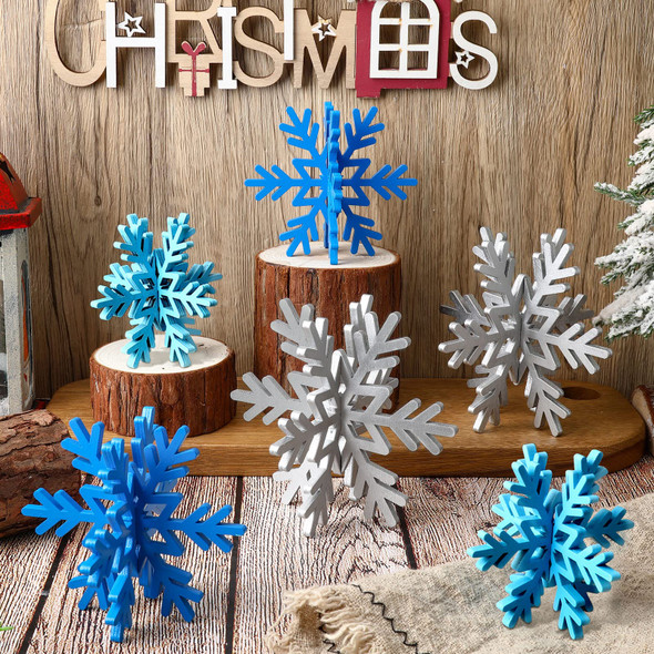 Bucherry 12 Pcs Christmas Wooden Snowflake Table Decor Winter Snowflake Signs 3D Snowflake Tabletop Decorations Snowflake Centerpiece for Home Xmas Party Supplies(Silver) Bucherry 12 Pcs Christmas Wooden Snowflake Table Decor Winter Snowflake Signs 3D Snowflake Tabletop Decorations Snowflake Centerpiece for Home Xmas Party Supplies(Silver)
