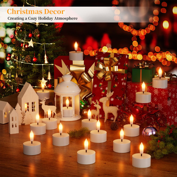 Rechargeable Flameless Tea Lights Candles with Charging Station 6Pcs Battery Tea Lights Candles with Remote & Timer LED Tealight Candles Flickering Realistic for Home Christmas Wedding Decor - White