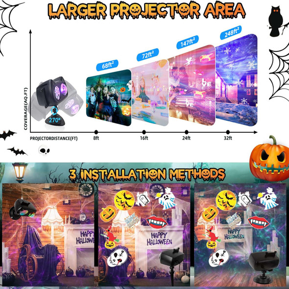 Christmas Projector Lights Outdoor, 2-in-1 Moving Patterns Landscape Lights, 30 HD Effects (3D Ocean Wave) Projection Light for Xmas Halloween Party Garden Decorations