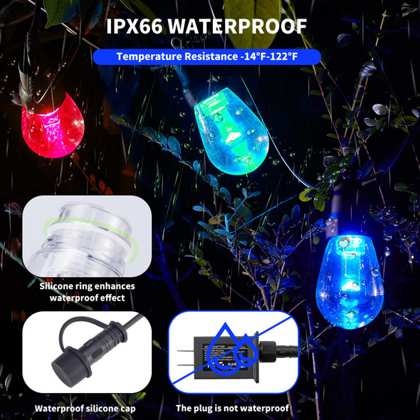 Outdoor String Lights 50FT, Outdoor Lights for Patio with 20 Dimmable RGBW LED Bulbs, IP66 Waterproof Shatterproof, with APP Control & Remote, 24V Adapter Color Change,for Backyard Decor Outdoor String Lights 50FT, Outdoor Lights for Patio with 20 Dimmable RGBW LED Bulbs, IP66 Waterproof Shatterproof, with APP Control & Remote, 24V Adapter Color Change,for Backyard Decor