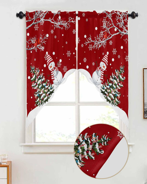 Christmas Swag Curtains,Snowman Kitchen Swag Curtains Xmas Tree Rod Pocket Valances Tier Pair Swag Topper,Bird Branch Snowflake Red 2 Panels Window Treatment for Bathroom Living Room Bedroom Christmas Swag Curtains,Snowman Kitchen Swag Curtains Xmas Tree Rod Pocket Valances Tier Pair Swag Topper,Bird Branch Snowflake Red 2 Panels Window Treatment for Bathroom Living Room Bedroom
