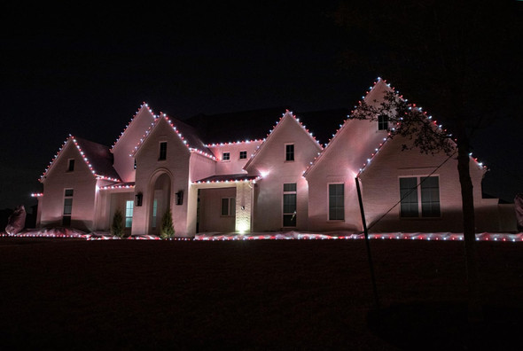 Pro Christmas C9 LED Christmas Lights Kit for Rooflines & Pathways – Cut to Length, Heavy Duty Commercial Grade (Green Wire w/Vampire Plugs, 25 Bulbs, 25 ft) Pure White & Red