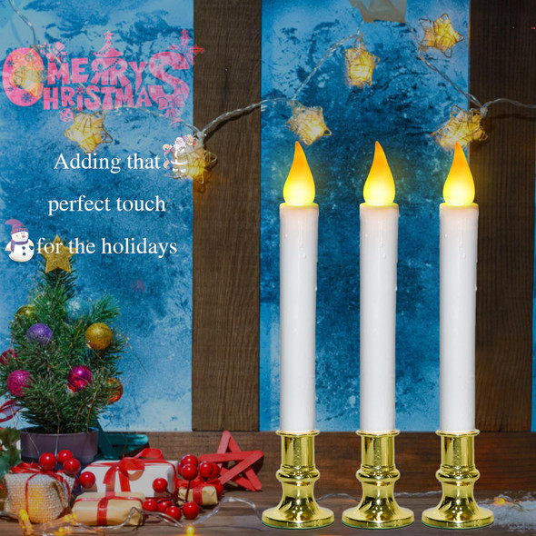 Christmas Window Candles Lights, Battery Operated Window Candles with Remote, LED Window Candles with Candle Holders Suction Cups, Flameless Window Candles for Holiday Decoration- 4 Pack