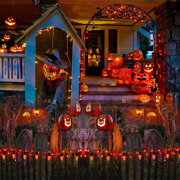 C7 Replacement Bulbs, Orange Christmas Lights Bulbs, 5W Incandescent Bulbs for Halloween Outdoor String Lights Patio Xmas Tree Decor, E12 Candelabra Base C7 Bulbs- 25 Pack