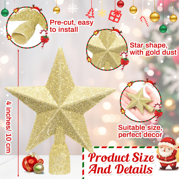 Mini Christmas Tree Topper with 30 Pcs Mini Christmas Ball Ornament Set 4 Inch Mini Tree Topper Small Star Tree Topper Mini Christmas Ornament Ball for Small Christmas Tree Table Centerpiece