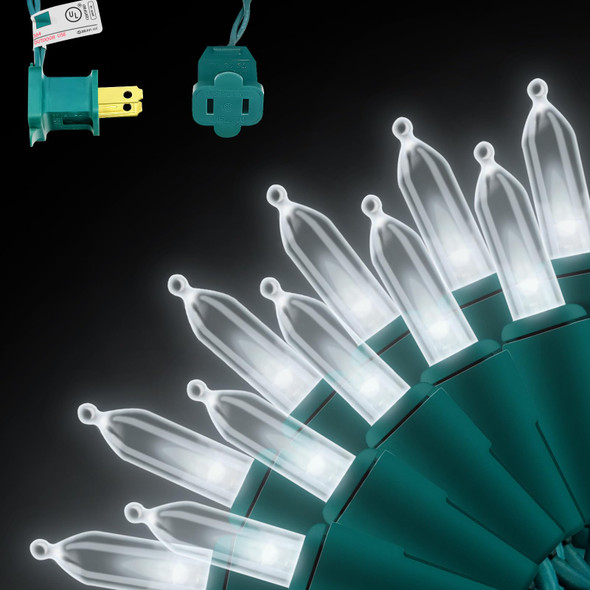 150 LED Cool White Christmas String Lights, 50 FT Green Wire, UL Connectable, Xmas Lights Outdoor or Indoor (Cool White)