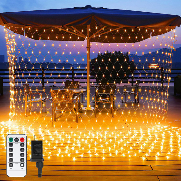 360 LED Net Lights 12FT x 5 FT Connectable Waterproof String Lights with 8 Modes Outdoor Indoor Christmas Decorations Xmas Party Yard Garden Decor Warm White