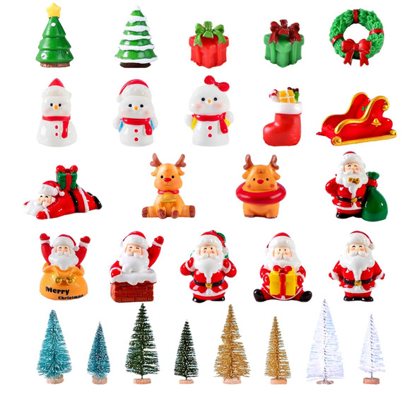 27 Pieces Mini Resin Christmas Ornaments, Miniatures Figures Tiny Decor, Santa Claus Snowman Christmas Tree Reindeer s for Snow Globe Xmas Home Party Cake Toppers Décor (27) 27 Pieces Mini Resin Christmas Ornaments, Miniatures Figures Tiny Decor, Santa Claus Snowman Christmas Tree Reindeer s for Snow Globe Xmas Home Party Cake Toppers Décor (27)