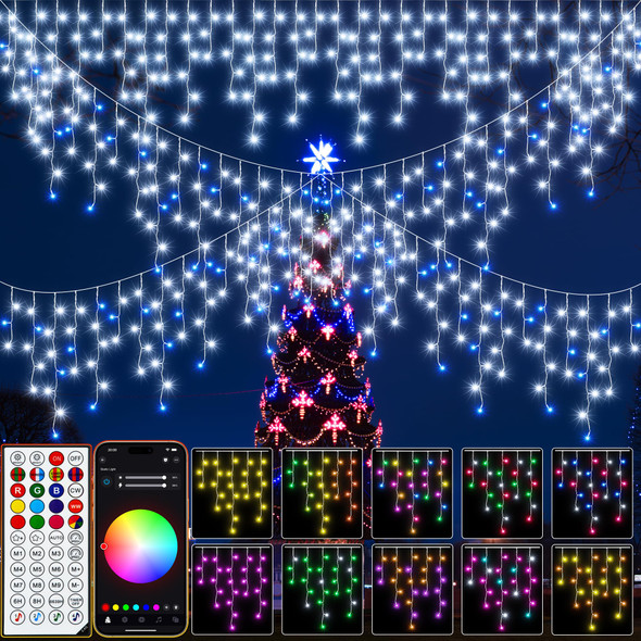 40+ Modes Smart Icicle Lights for Outside - 16.7Ft Connectable App Controlled Super Xtras 16 Million Color Changing Icicle Christmas Lights Outdoor Indoor Dimmable Timer Remote Waterproof