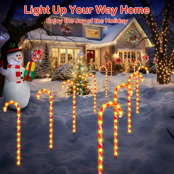 COOLWUFAN 40" Candy Cane Lights for Outdoor Christmas Decorations, Set of 12 Pack Extra-Large Candy Cane Pathway Lights, Lighted Candy Canes with Stakes and 168 Bright LED for Xmas Outside Decor