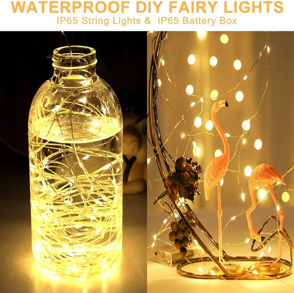 2 Pack 33Ft 10M Battery Powered Fairy Lights Indoor String Light Twinkle Lights with Remote for Wedding Garden Party Decorative Lighting Christmas Light Decoration Warm White