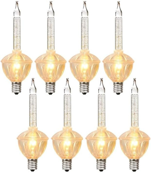 Christmas Bubble Lights, 8 Pack Christmas Clear Bubble Replacement Bulbs with Silver Glitter Liquid C7/E12 Candelabra Base Light Bulbs for Christmas Tree Indoor Outdoor Patio Porch Party Decoration