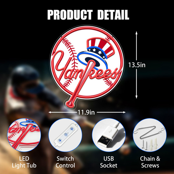 Baseball Neon Signs for Wall Decor, Baseball Neon Sign, Dimmable Baseball Team LED Neon Light Sign for Bar Boys Room Bedroom Man Cave, Christmas for Children,Boys,Baseball Fans and Friends