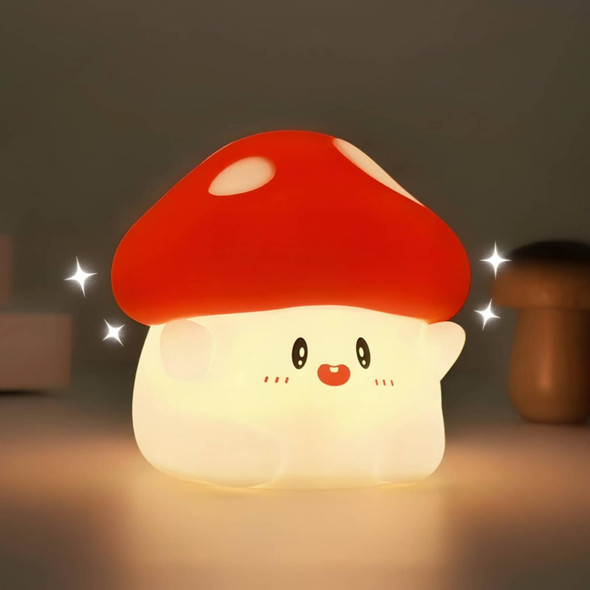 Mushroom Silicone Lamp, Cute Hug Mushroom Night Light with Timer, Squishy Dimmable Light for Baby Nursery, Rechargeable LED Portable Touch Nightlight, Kawaii Room Desk Decor, Christmas s