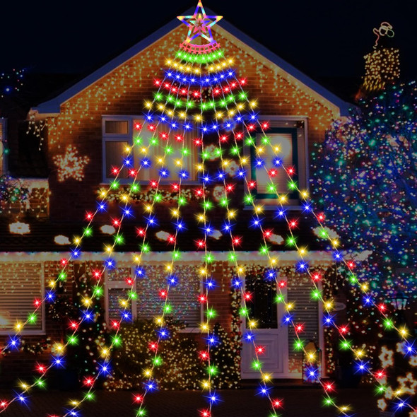 DANLI Christmas Decorations Outdoor Star String Lights 350 LED Christmas Lights 11.5ft Waterproof Waterfall Tree Lights for Yard Garden Indoor Outdoor(Multi-Colored)