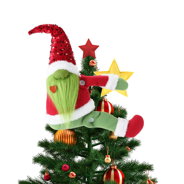 Christmas Tree Toppers Green Gnome Christmas Decorations with Star Unique Funny Christmas Tree Topper Plush Stuffed Gnome Ornaments Xmas Tree Decor for Wine Bottle Curtain Christmas Tree Toppers Green Gnome Christmas Decorations with Star Unique Funny Christmas Tree Topper Plush Stuffed Gnome Ornaments Xmas Tree Decor for Wine Bottle Curtain