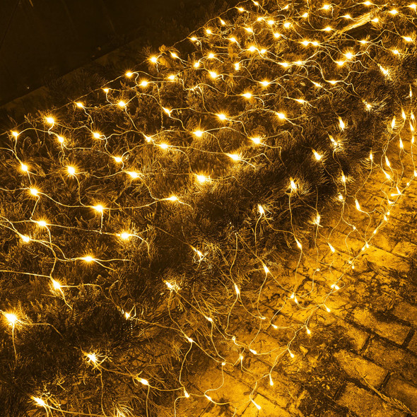 Dazzle Bright Christmas 200 LED Net Lights, 9.8 FT x 6.6 FT Connectable Mesh Lights with 8 Lighting Modes, Christmas Decorations for Indoor Outdoor Bush Yard Garden Decor (Warm White)