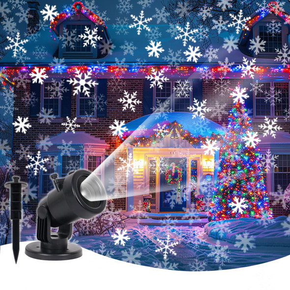 Christmas Snowflake Projector Lights Outdoor, White LED Snowfall Projection for Holiday Decorations, Adjustable Projection Distance, Weatherproof Christmas Yard Lights for Home, Garden, Parties