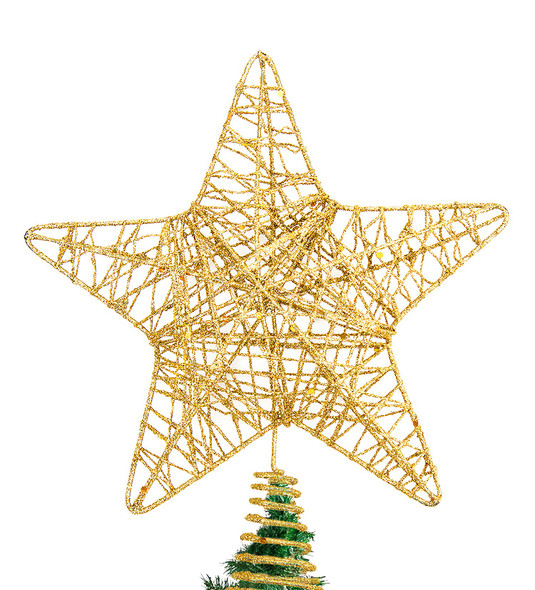 DERAYEE Christmas Tree Star Topper Decoration, Glittered Treetop Christmas Tree Decoration Seasonal Décor