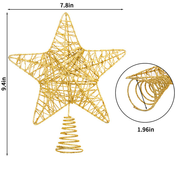 DERAYEE Christmas Tree Star Topper Decoration, Glittered Treetop Christmas Tree Decoration Seasonal Décor
