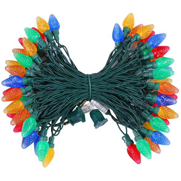 DEWENWILS Christmas String Lights Outdoor, C7 LED Bulbs, 33.3ft 50 LED Multi Color String Lights, Outdoor Decorations for Christmas Tree, Patio, Garden, Yard, Green Wire, Multicolor, UL Listed
