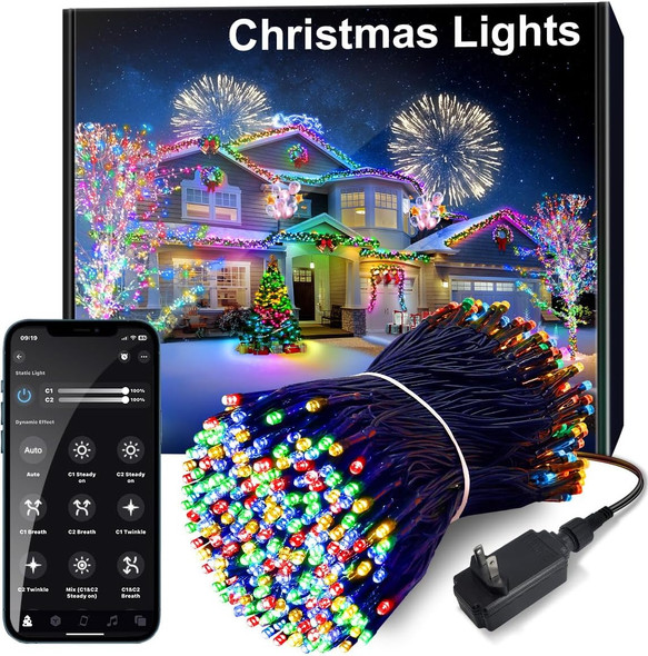 DREAMLAND 100FT Smart Christmas Lights, APP Control 300 LED RGB Color Changing String Lights, IP65 Waterproof, 65+ Lighting Modes, Outdoor Indoor Christmas Tree Lights for Holiday Party Decor