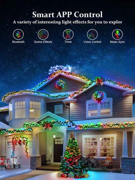 DREAMLAND 100FT Smart Christmas Lights, APP Control 300 LED RGB Color Changing String Lights, IP65 Waterproof, 65+ Lighting Modes, Outdoor Indoor Christmas Tree Lights for Holiday Party Decor