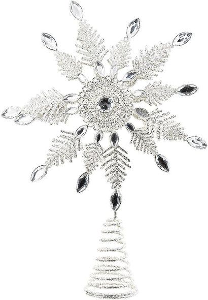 Christmas Tree Topper Glitter Snowflake Metal Hollow Christmas Tree Top for Christmas Tree Topper Decoration