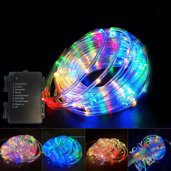 Battery Rope Lights Outdoor Waterproof,100 LED 33ft Garden Lights with 8 Modes, Waterproof Led Rope Lights for Christmas Xmas Bedroom Patio Garden Yard Tree Wedding and Holiday Decor