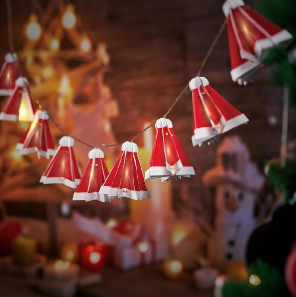 Christmas String Lights,10 LED Santa Claus Hat Lights USB Powered Xmas Tree Fairy Lights Twinkle Christmas Lights Waterproof Indoor Outdoor for Party Wedding Xmas Decoration