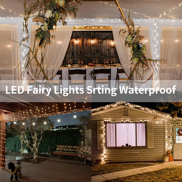 2 Pack Fairy String Lights Plug in, 33Ft 100 Micro Starry LED Starry Fairy Lights IP68 Full Waterproof with Remote for Bedroom Garden Christmas Decor (Warm White)