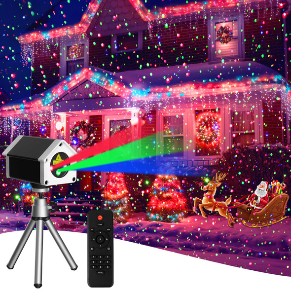 Brighter Laser Christmas Projector Lights Outdoor, RGB 3 Colors Laser Dynamic Firefly Lights & Star Light Show, Vivid Holiday Projector Christmas Decorations for House/Garden/Party, Christmas s