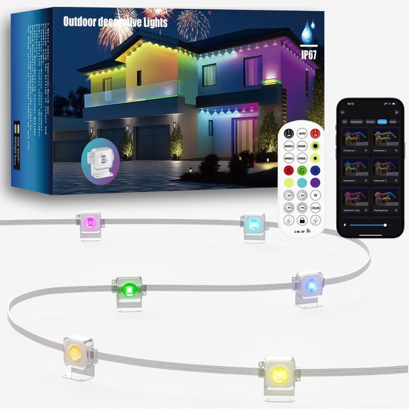 Christmas Lights Indoor/Outdoor, Eternity String Lights IP67 Waterproof, 66ft RGB Strip Light for Outside Yard and Patio Decorations, Permanent Outdoor Lights, Room Decor Led Light Work with Alexa Christmas Lights Indoor/Outdoor, Eternity String Lights IP67 Waterproof, 66ft RGB Strip Light for Outside Yard and Patio Decorations, Permanent Outdoor Lights, Room Decor Led Light Work with Alexa