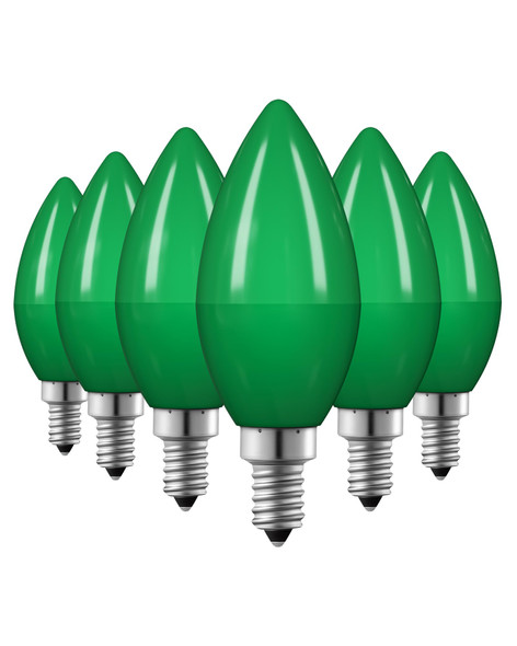 EDISHINE Christmas C35 Green Dimmable LED Light Bulbs, E12 Candelabra Bulbs, 60 Watt Equivalent, LED Chandelier Bulb, Vintage Candle Light Bulb, Decorative Lighting for Christmas, Party, 6 Pack