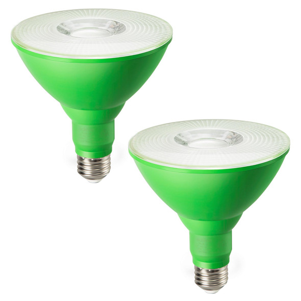 EDISHINE Christmas PAR38 Green LED Flood Light Bulbs Outdoor, Dimmable Green LED Light Bulbs, 18W(120W Equivalent), Green Flood Lights for Christmas Decorations, E26 Base, ETL Listed, 2 Pack