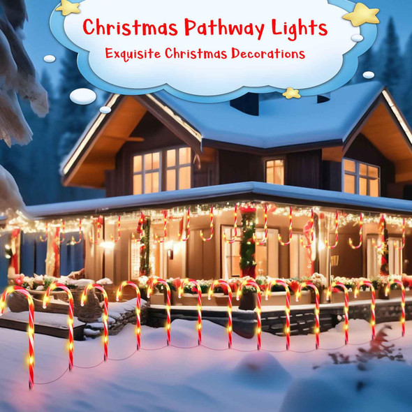 20 Pack Solar Christmas Candy Cane Lights, Christmas Decorations Outdoor Waterproof, Christmas Pathway Lights with 8 Lighting Modes & Memory Function for Party Garden Lawn Yard Patio Decor