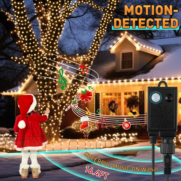 Enhon 500 LED 164Ft Halloween String Lights Outdoor with Spooky Music, Infrared Motion Sensor Controller Waterproof Lighted Halloween Fairy Lights for Halloween Party Decorations(Warm White)