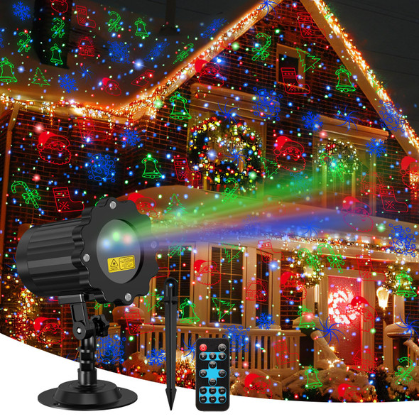 Laser Christmas Projector Lights Outdoor, 3 Colors RGB Christmas Laser Lights Outdoor Waterproof Holiday Projector Christmas Decorations Indoor Outdoor Landscape Lights for Home Garden Yard