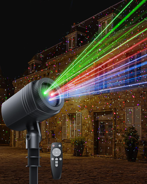Christmas Laser Lights Outdoor, RGB (Red, Green, Blue) Christmas Light Projector, Brighter Projection Lights for Christmas, Holidays, and Parties (Red and Green and Blue)